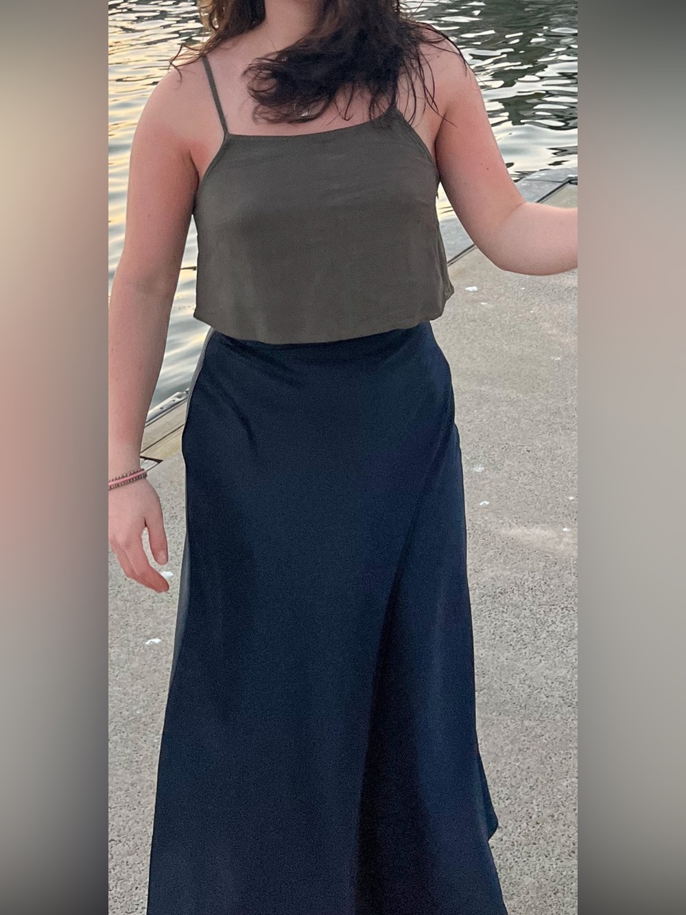 H&M Navy Maxi Skirt - Sleek Bias Silhouette